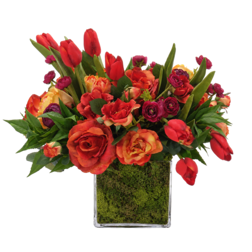 Rose Tulip, Faux Moss Garden, 14"