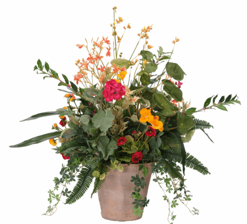 Geranium Pansy, Faux Arrangement, 32"