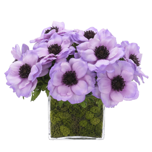 Real-Touch Anemone, Faux Moss Garden, 9"