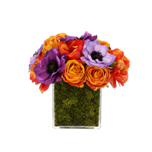 Anemone Rose, Faux Moss Garden, 8"