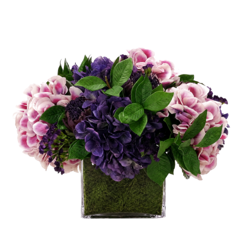 Hydrangea, Faux Moss Garden, 11"