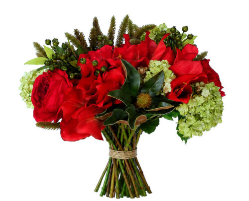 Amaryllis Snowball, Drop In, Faux, 13"