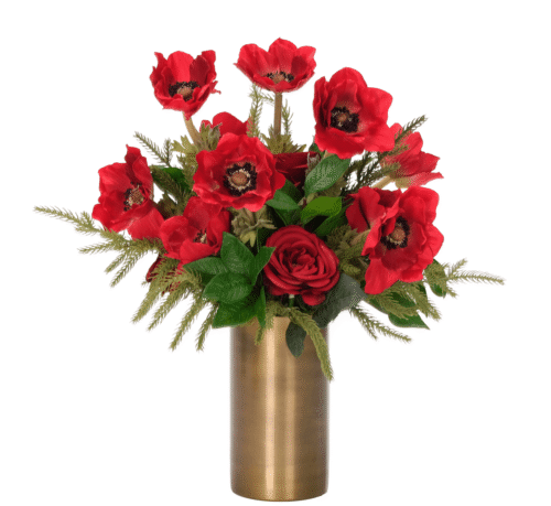 Anemone Rose, Faux Arrangement, 17"