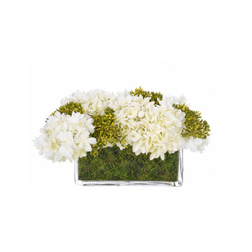 Hydrangea, Faux Moss Garden, 8"