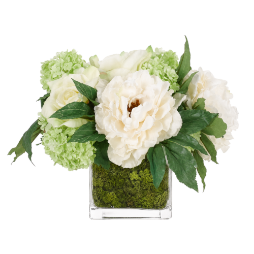 Rose Peony, Faux Moss Garden, 10"