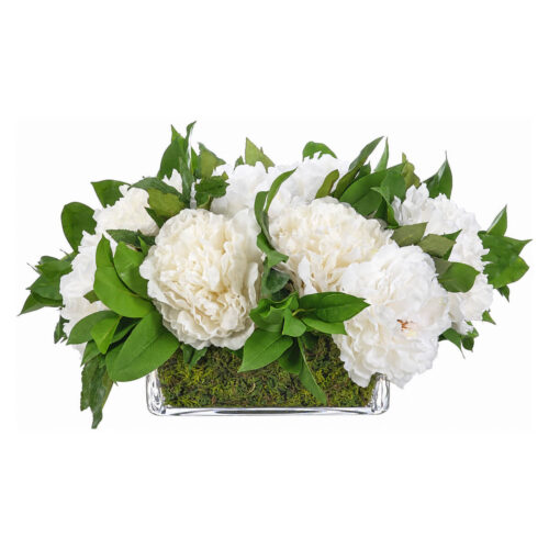 Real-Touch Peony, Faux Moss Garden, 10"