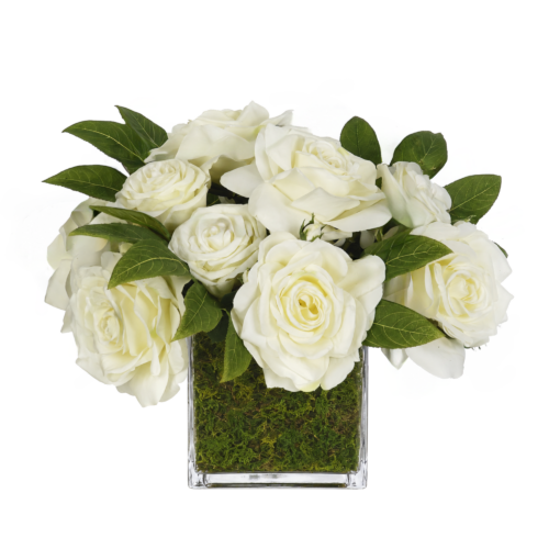 Rose, Faux Moss Garden, 13"