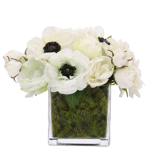 Peony Rose, Faux Moss Garden, 8"