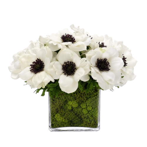 Real-Touch Anemone, Faux Moss Garden, 9"