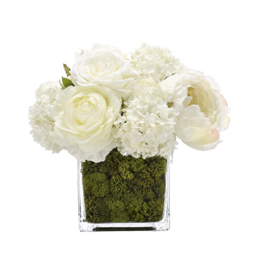 Rose Peony, Faux Moss Garden, 8"