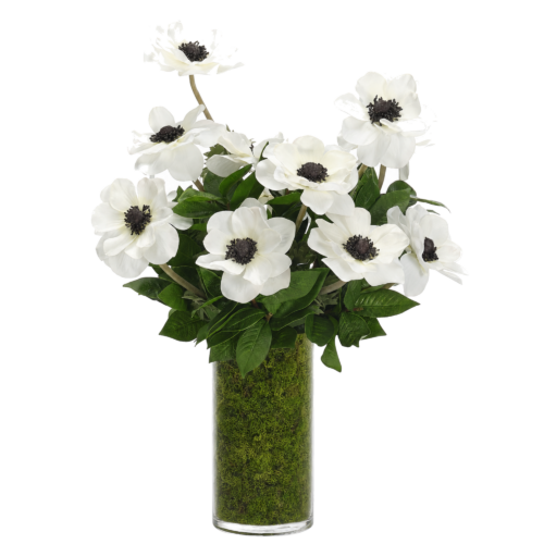 Real-Touch Anemone, Faux Moss Garden, 18"