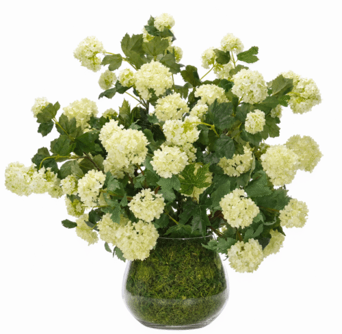 Snowball Hydrangea, Faux Moss Garden, 27"