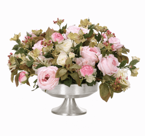 Rose ,Hellebores, Faux Arrangement, 18"
