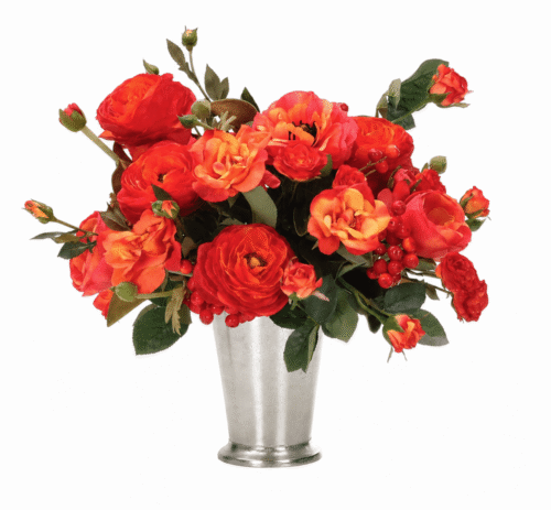Rose, Ranunculus, Faux Arrangement, 15"