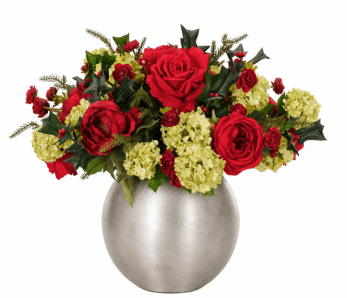 Rose Snowball Hydrangea, Faux Arrangement, 18"