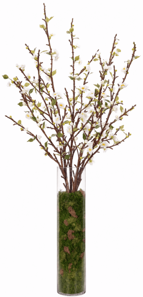 Prunus Branch, Faux, Moss Garden, 58"